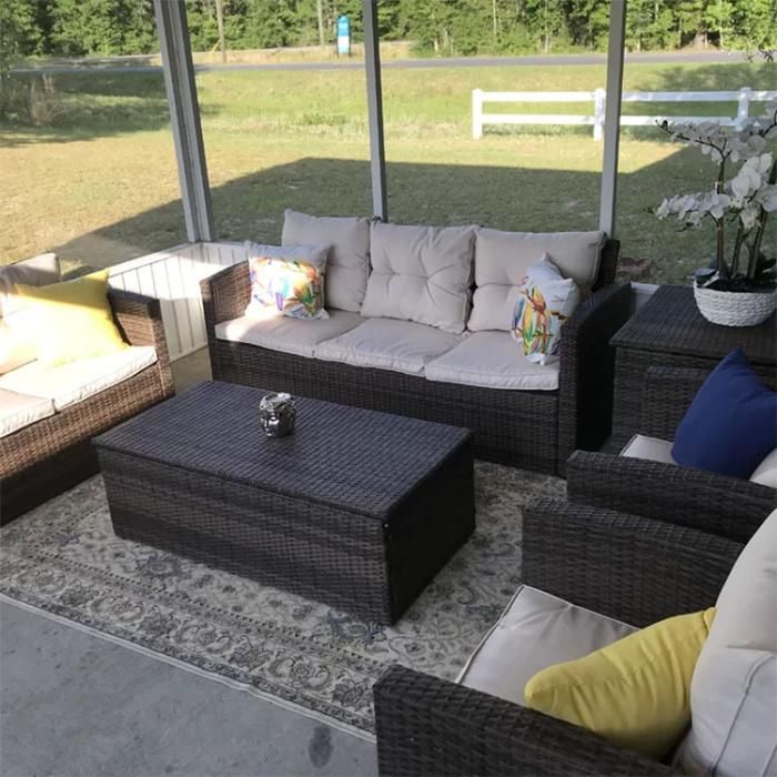 Cheap Price Wicker Garden Sofa 3 Seater Waterproof Rattan Outdoor Sofa