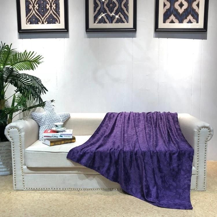 100% Polyester 3D Embossed Texture Plush Flannel Fleece Sofa Bedding Blanket