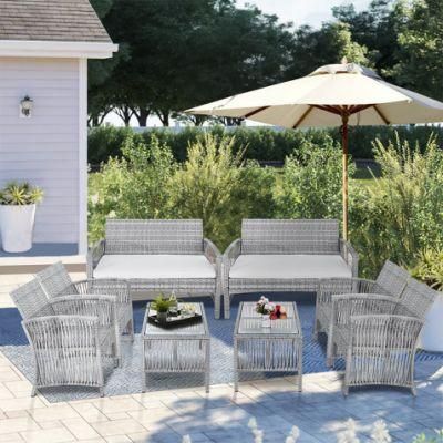 8 Pieces Outdoor Furniture Rattan Chair and Table Patio Set Outdoor Sofa for Garden