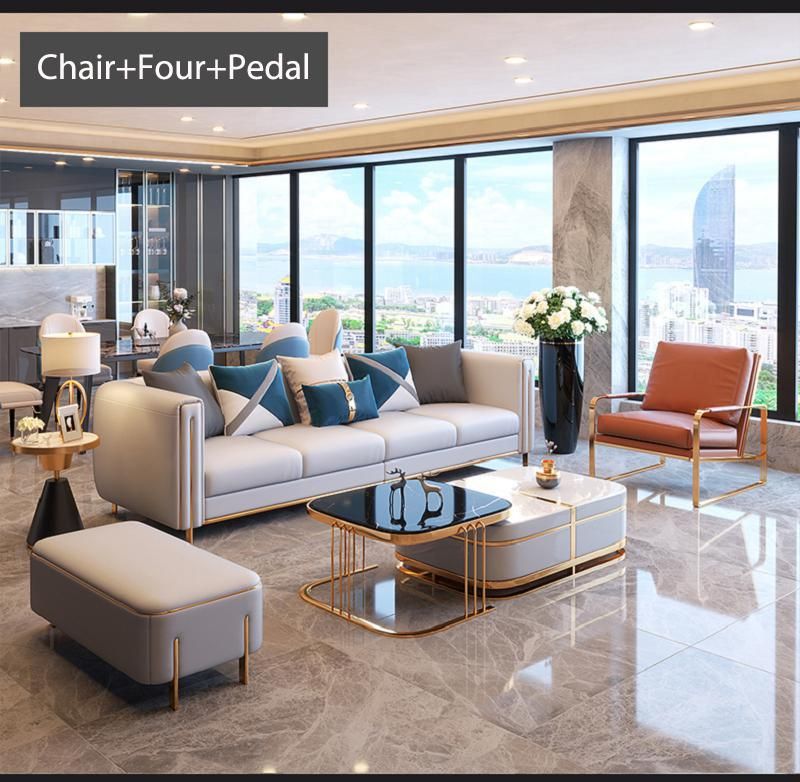 Modern Style Sectional Sofa Stainless Steel Frame Foshan Factory