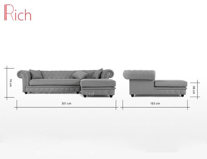 New Design Sectional Couch L Shaped Fabric Corner Sofa