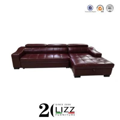 European Style Furniture Classic L Shape Leather Sofa Bed