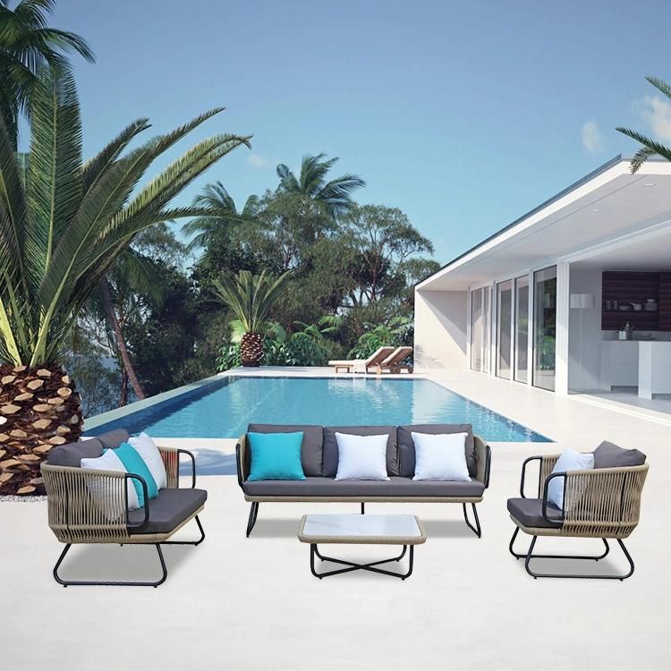 Modern Outdoor Weaving Rope Villa Resort Furniture Sofa Sets