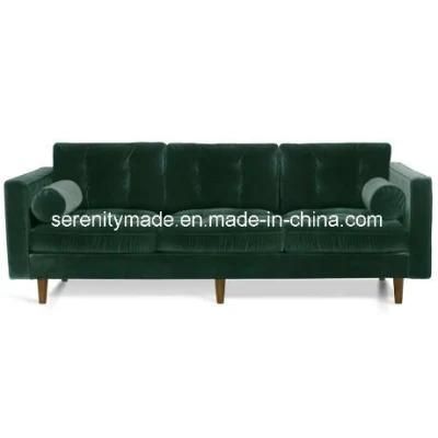 Best Selling Modern European Style Velvet Upholstered Fabric Sofa with Cushion Roller