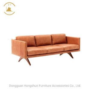 Hongshun Factory Direct Living Room Sofas with Solid Wood Italian Leather Sofa Set