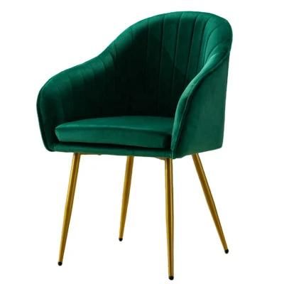 Comfortable Leisure Office Living Room Home Velvet Fabric Copper Plating Metal Legs Sofa Chair