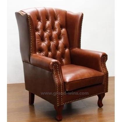 Hotel Leather Chesterfield Sofa Chair Furniture Wing Back Arm Chair