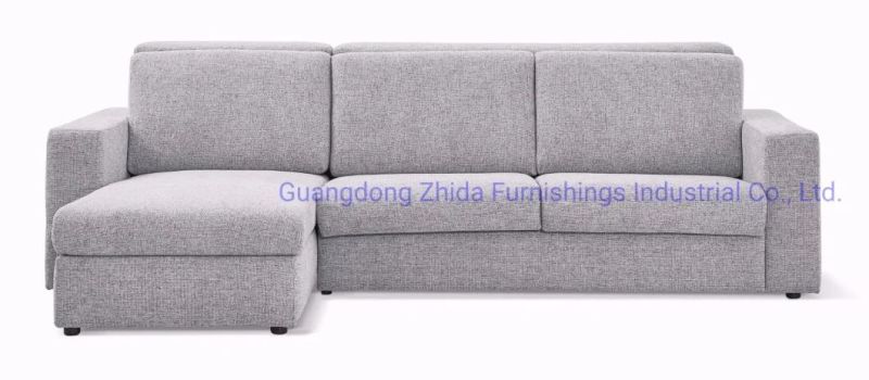 Zhida High Quality Apartment Furniture Living Room Hotel Bedroom Modern Small L Shape Fabric Linen Sofa Bed with Storage