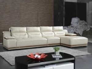 Cream Color L Shape Living Room Home Furniture Leather Sofa (979)