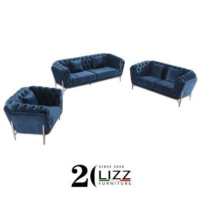 Latest Design Sofa Set Living Room Furniture Chesterfield Velvet Fabric Sofa