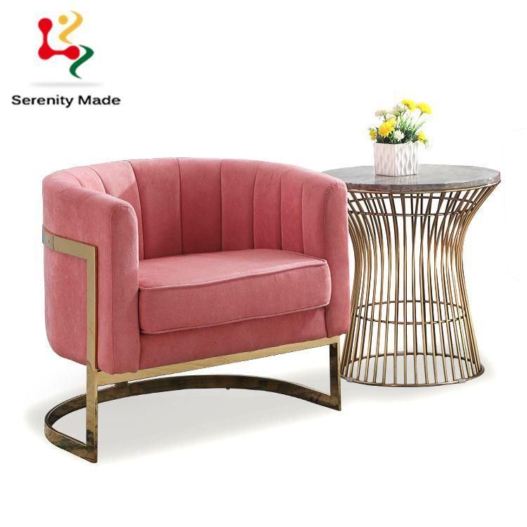 Luxury Hotel Lounge Furniture Velvet Upholstered Channel Tufted Back Dining Sofa with Matel Legs