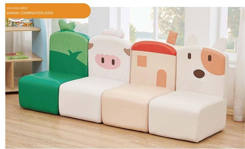 Kids Cartoon Leather Sofa, Single Seat Sofa, Wood Frame Sofa, Children Furniture Sofa, Living Room Baby Sofa, Day Care Center Sofa Mini Sofa, Learning Sofa