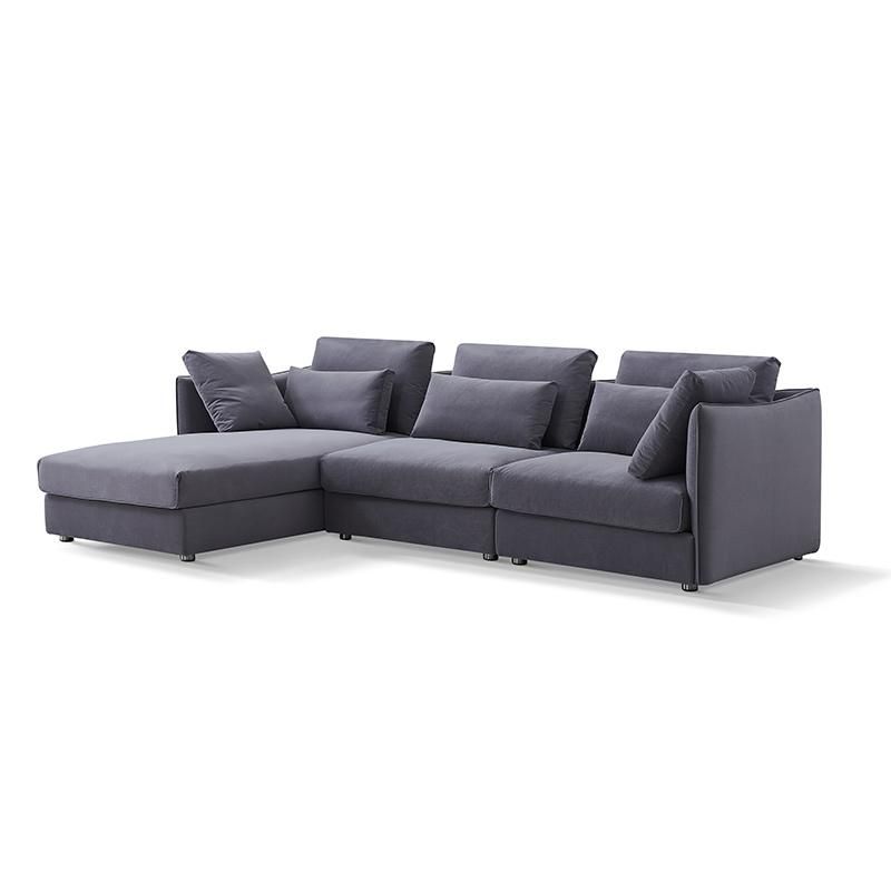 High-End Italian Sytle Living Room Feather Down Lazy Leisure Sofa L Shape Conor Sectional Sofa for Villas