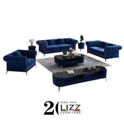 Popular Living Room Chesterfield Sofa in Panton Classic Velvet Blue