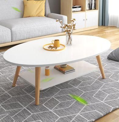 Smart Sales Living Room Furniture Sofa Center Table MDF Top Round Coffee Table Wooden Leg Side Table Nest Table