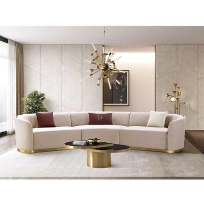Lobby Furniture Home Furniture Luxury Design Curved Shape Fabric Sofa
