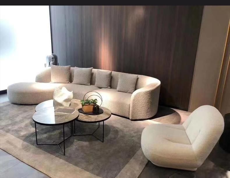 Factory Supply Wool Fleece Fabric Luxury Arc-Shaped Sofa
