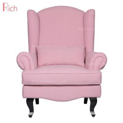 European Style Living Room Furniture Pink Velvet High Back Sofa