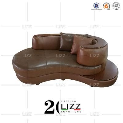New Fashioned Contemporary Living Room Furniture Italian Top Grain Leather Brown Color Sofa