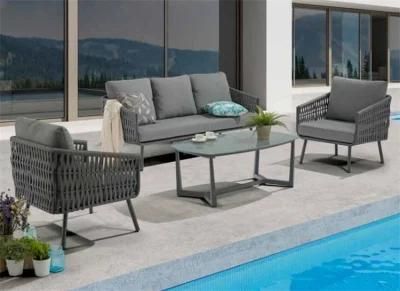 4 Pieces Fabric Cushion Brushed Aluminum Furniture Outdoor Garden Sofa Set