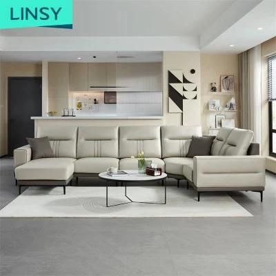 Hot Down with Armrest Corner Sectional L Shape Furniture Genuine Leather Sofa Tbs061