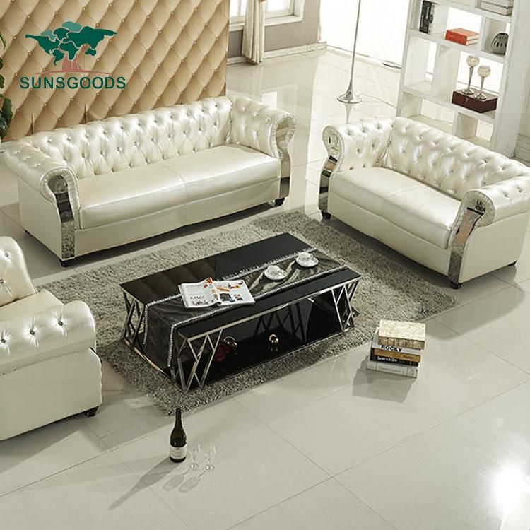 High Quality Classic Large Size Living Room Leather and Fabric Sofa