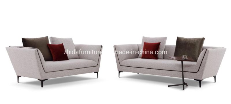 Modern Swedish Style Wing Back Three Seats Lounge Sofa with Cushion