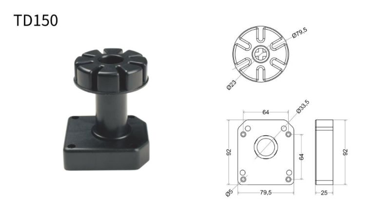 Td150 Adjustable Screw on Plastic Kitchen Cabinet Hardware