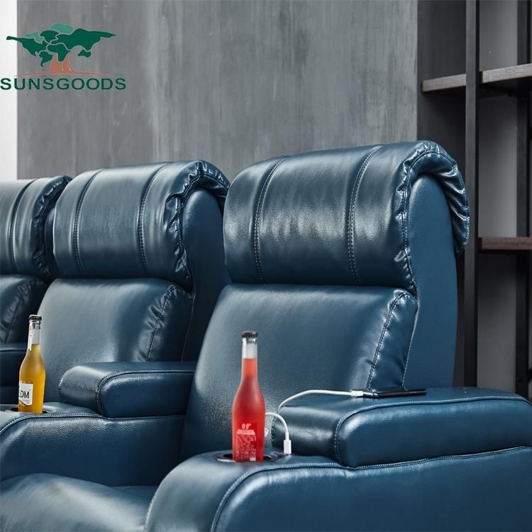 Full Leather Home Theater Electric Cinema Chair Seating with Cup Holder