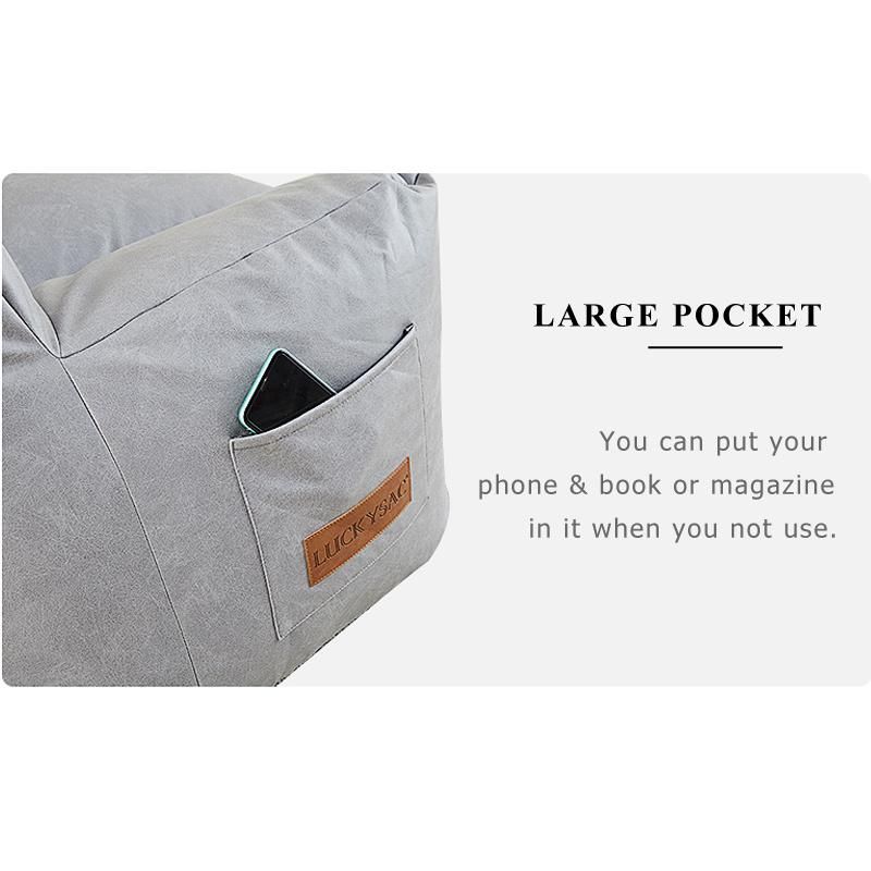 Luckysac Leathaire Bean Bag Sofa Chair, Adult Living Room Chairs, Living Room One Seat Two Seat Corner Sofas