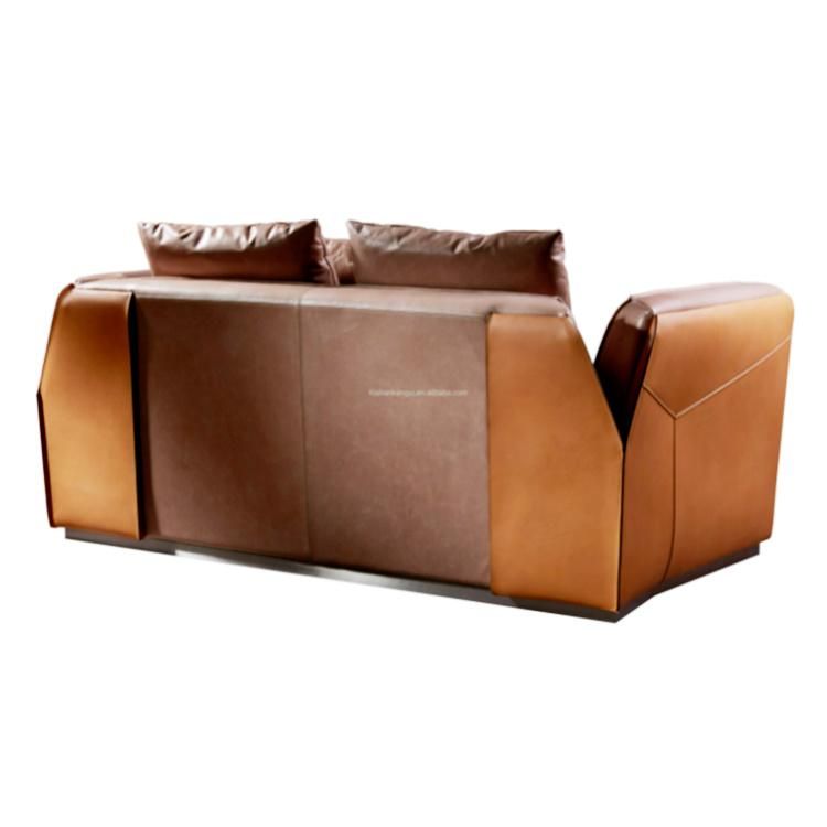 Modern Living Room Leather Sofas American Style Brown Leisure Reclining Sofa Set Furniture