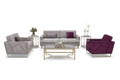 Comtemporary Luxury Home Living Room Fabric Furniture Metal Sofa Set