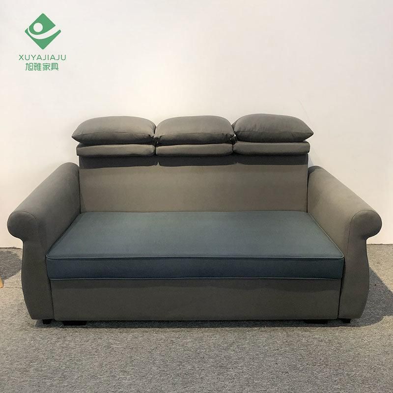 Light Green Living Room Leather Folding Convertible Sofa