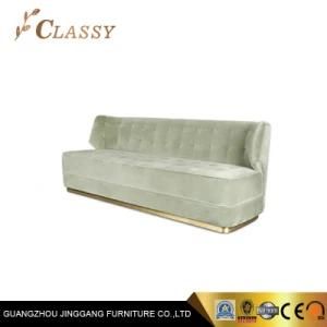 Brushed Matte Brass Steel Office Sofa Living Room Velvet Sofa