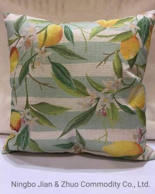 Custom Polyester Digital Printing Lemon Stripes Pillow Cushion