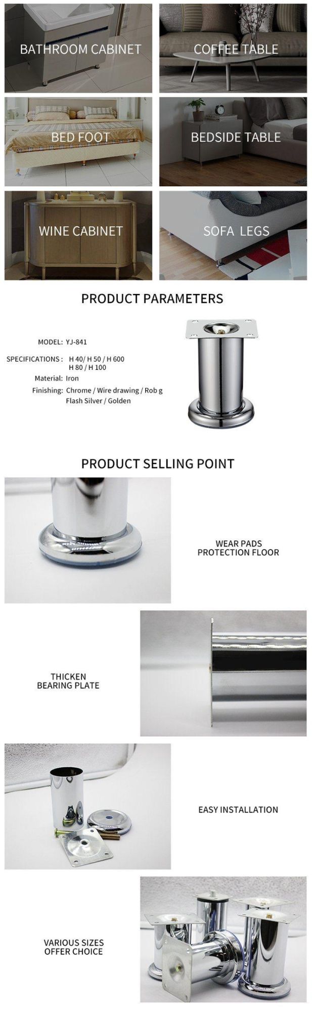 Decorative Furniture Fittings Metal Legs for Bed
