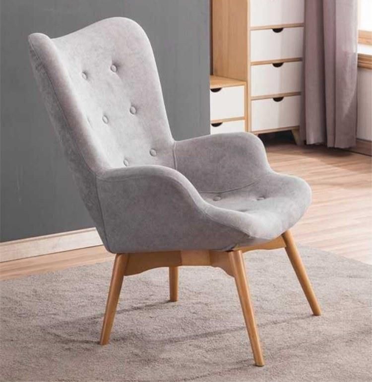 Home Furniture Nordic Fabric Single Seater Armchairs Modern Sofa Lounge Chair with Wooden Legs Living Room Sofa