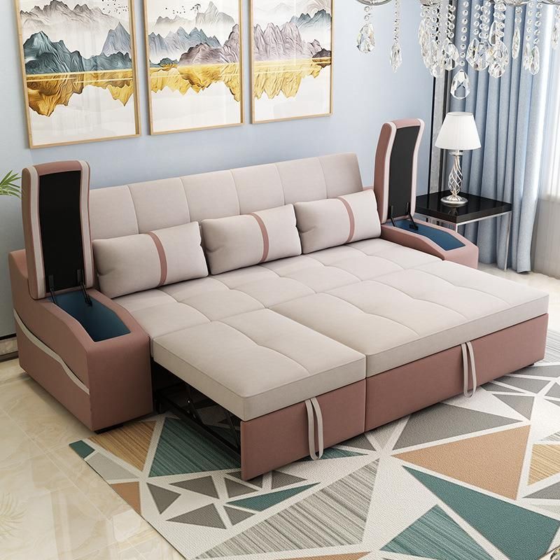 New Design Bedroom Furniture Dongguan Manufacturer Fabric Ins Style Sectional Sofa Bed Foldable