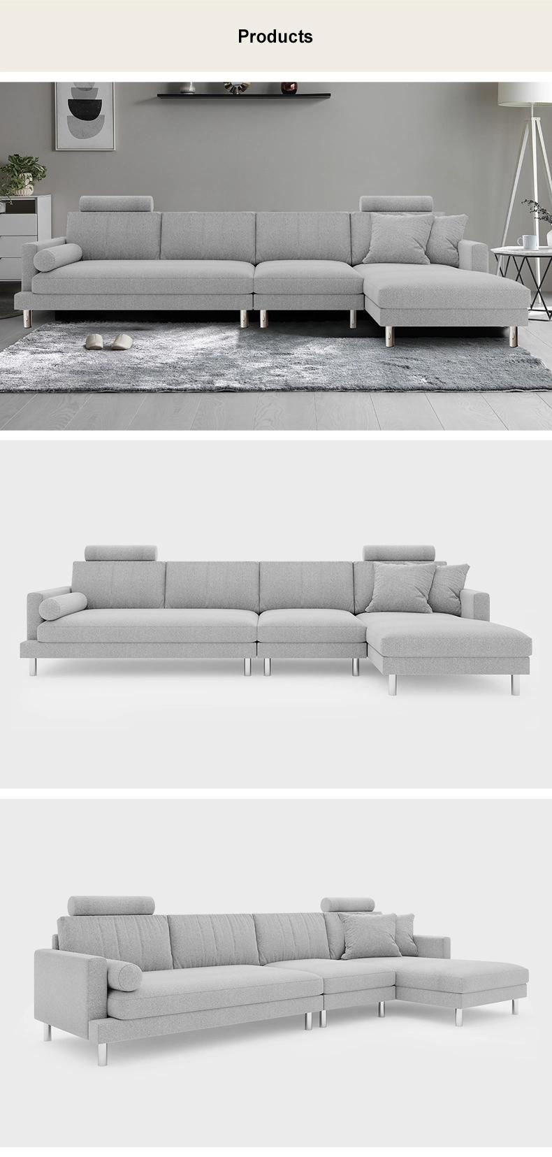 New Modern Wood Living Room Fabric Luxury L Shape Home Furniture Sofa