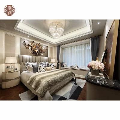 2020 Luxurious Bedroom Customized Genuine Leather Bed Set Living Sofa