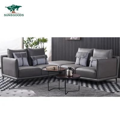 Chinese Natural and Comfortable Modern Style Black and White Leather / Fabric Leather Sofa Furniture