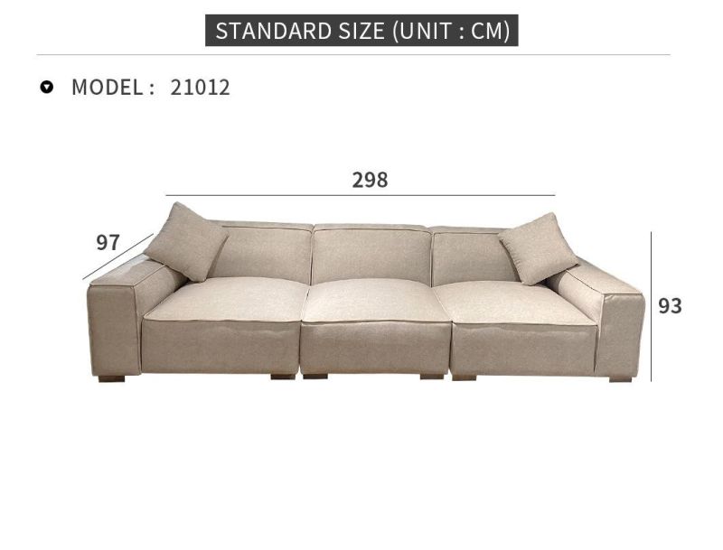Italian 3 Seats Modern Gray Fabric Sectional Couch Living Room Sofa