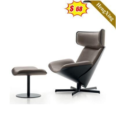 Hot Sale Modern Living Room Gray PU Leather Single Seat Sofa Chairs Simple Lounge Chair with Ottoman