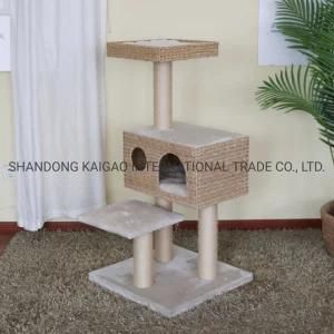 Natural Cat Tree with Extra Large Cave and Sofa