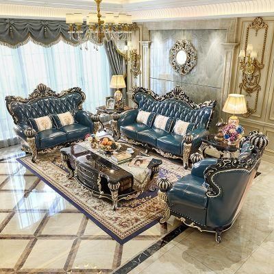 Classic Home Furniture Factory Wholesale Antique Luxury Leather Sofa in Optional Furnitures Color and Couch Seat