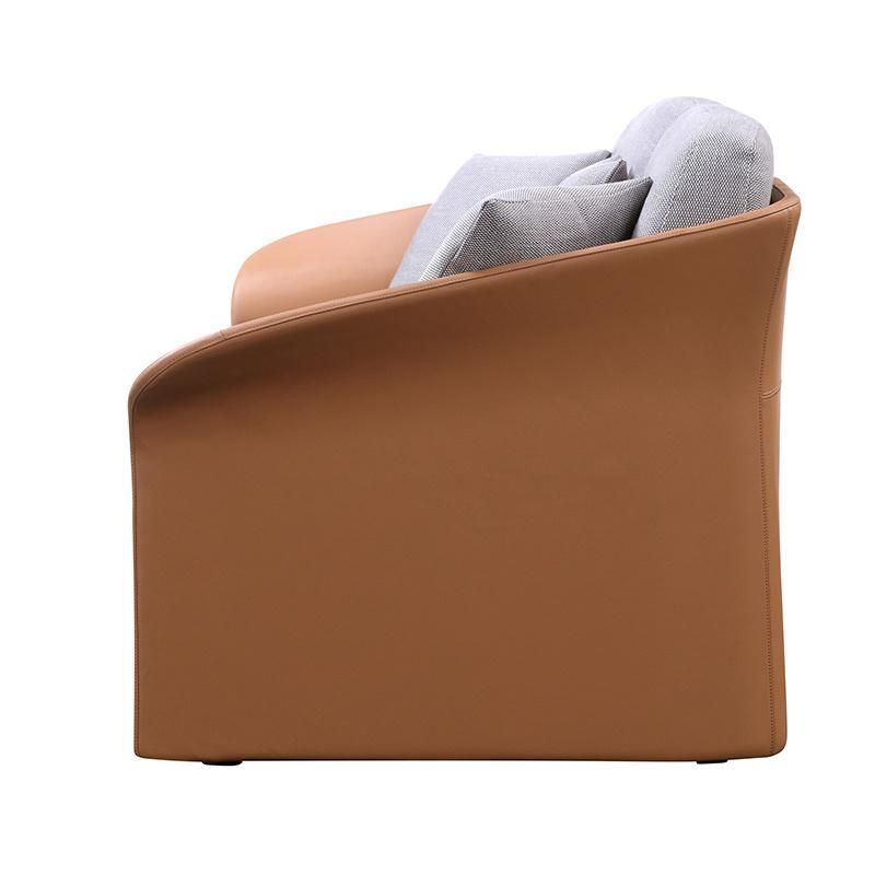 Wing Back Leather Armrest Fabric Modern Villa Apartment Hotel Lobby Furniture Living Room Sectional 1 2 3 Sofa