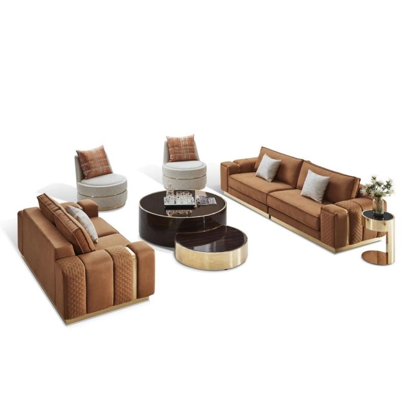 Modern Italian Luxury Fabric Sofa Set 2+3+4