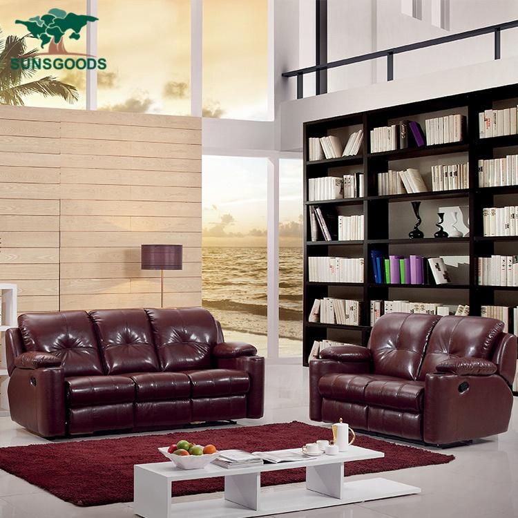 MOQ 1 Set Powered Double Recliner Chesterfield Sofa Set for Home