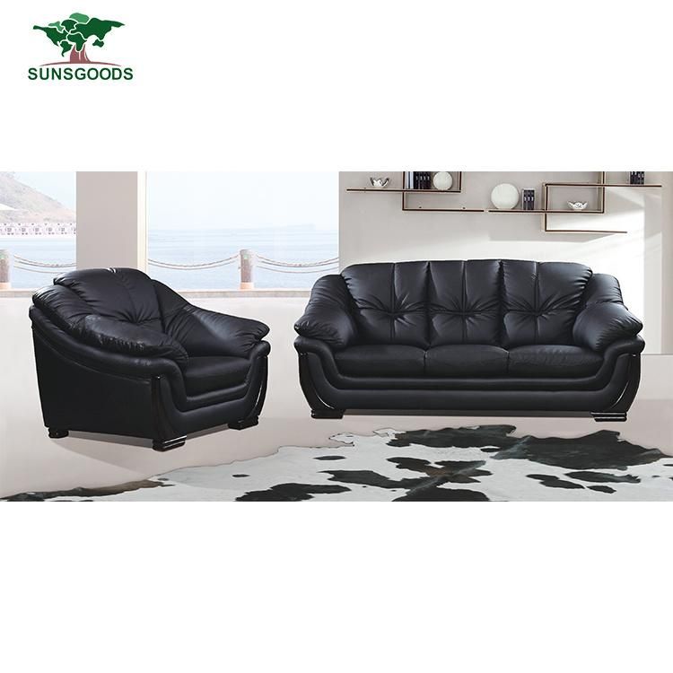 Most Popular Genuine Lwather Couches Black Colour Restaurants Furniture