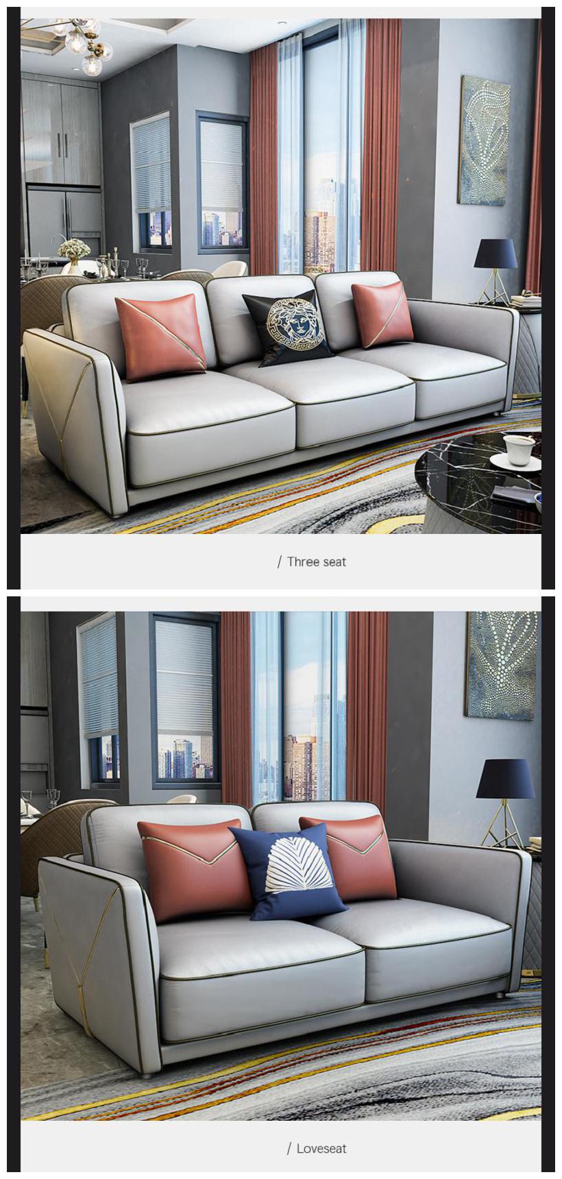 Factory High End Cow Leather Down Combination Sofa
